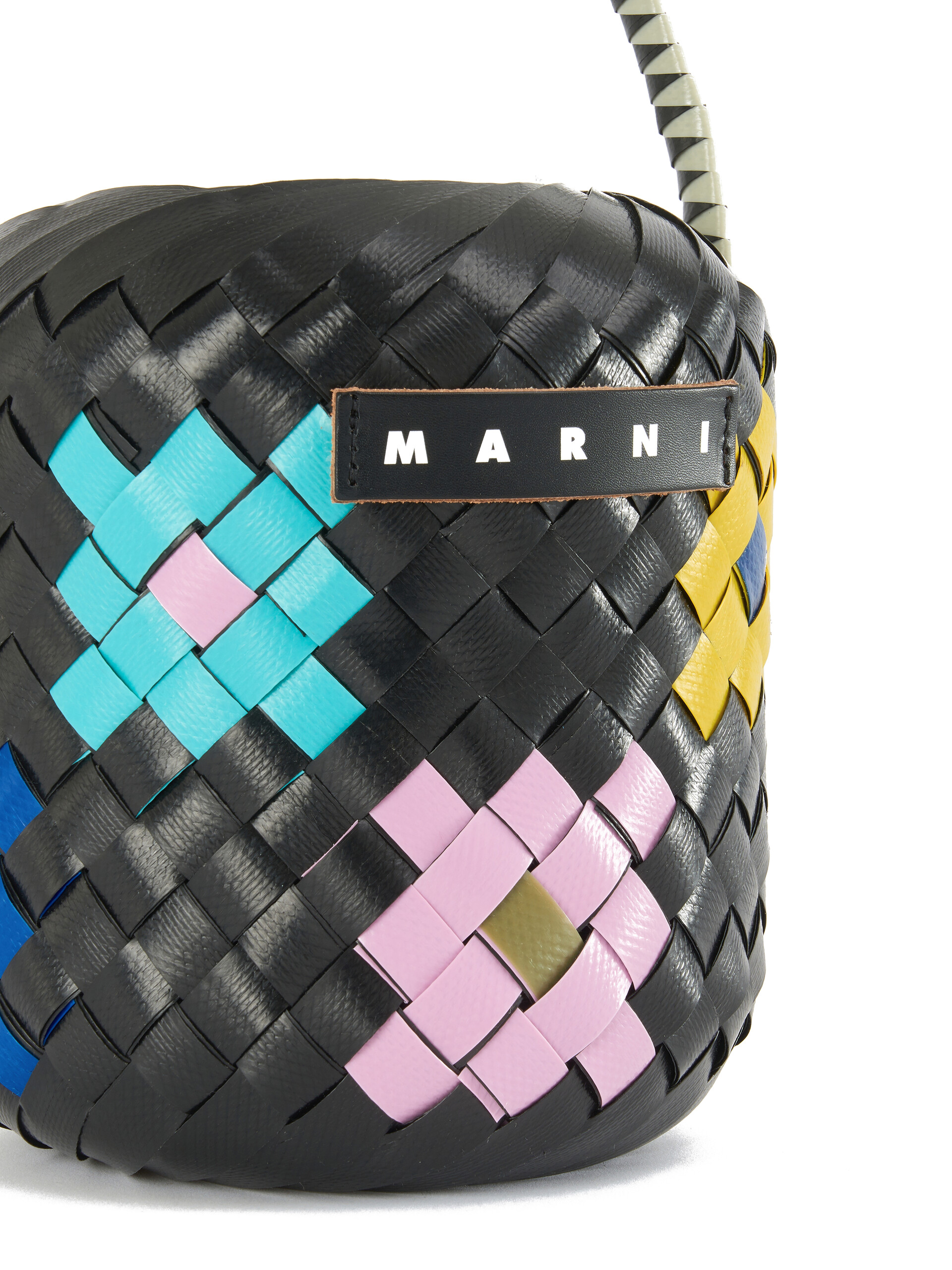 ブラック フラワー MARNI MARKET スモールバケットバッグ | Marni
