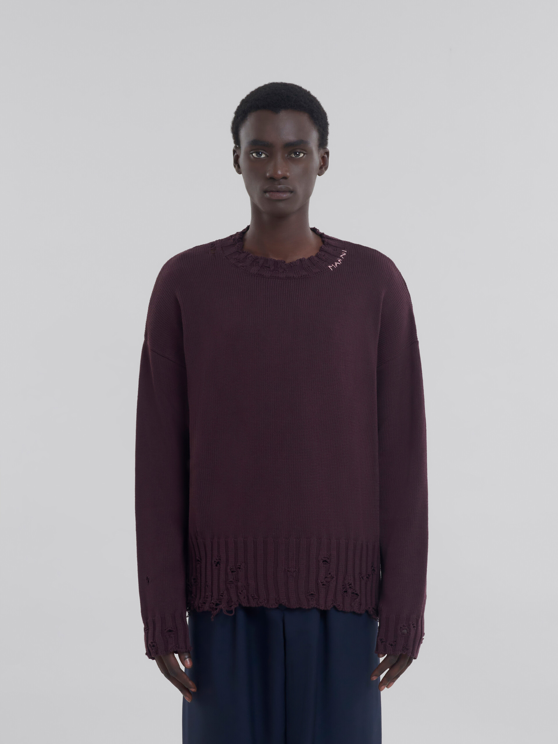 Maglia girocollo in cotone blu - Pullover - Image 2