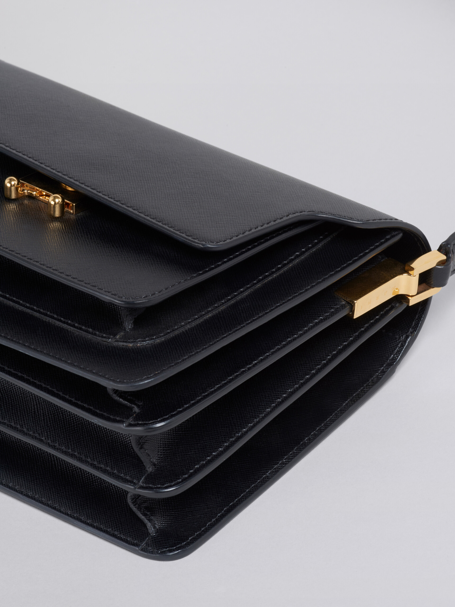 MARNI: Trunk bag in saffiano leathers - Tobacco  Marni shoulder bag  SBMP0121U0LV520 online at