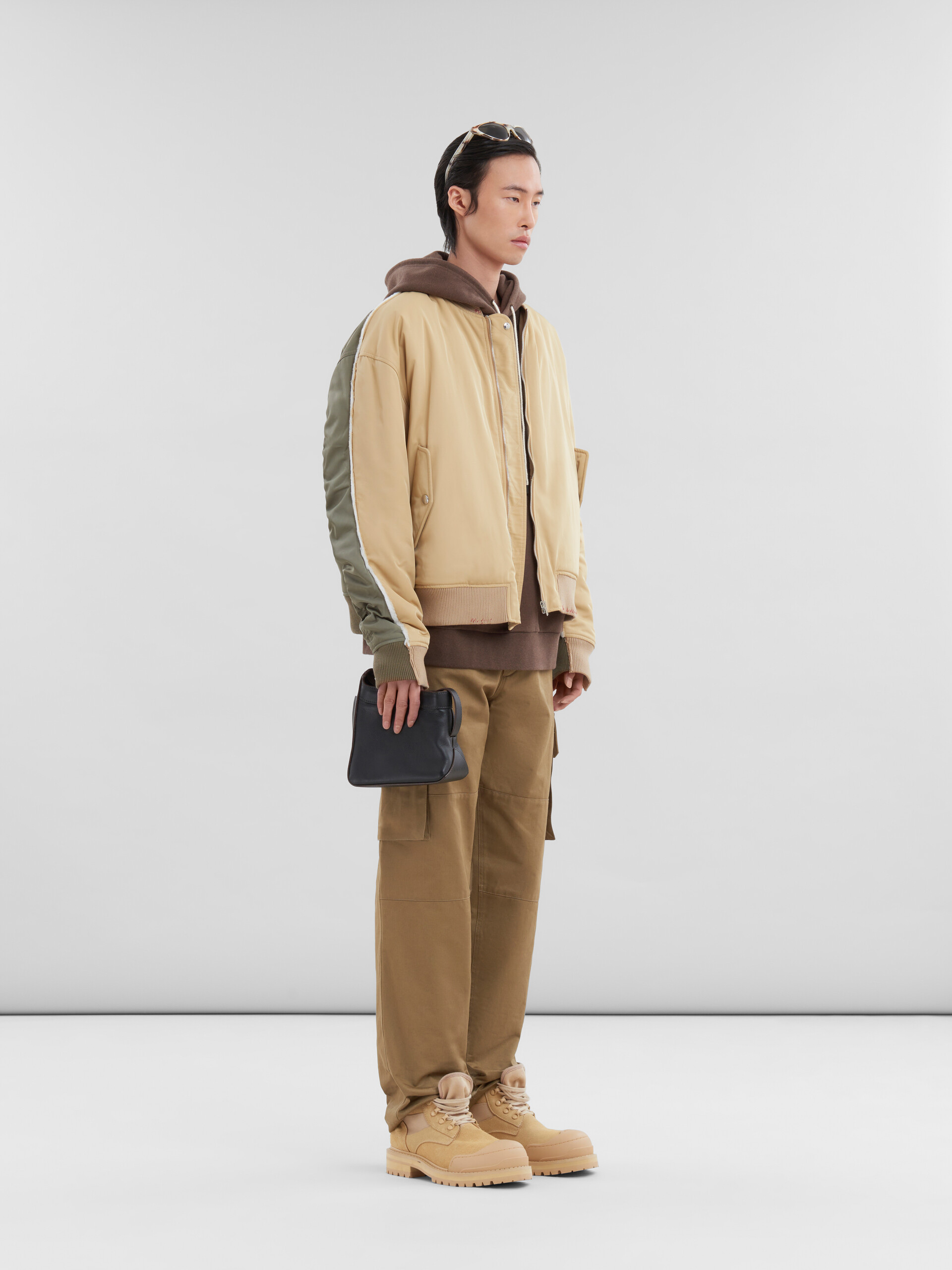 Light blue melange cotton hoodie with Marni patch - Sweaters - Image 5