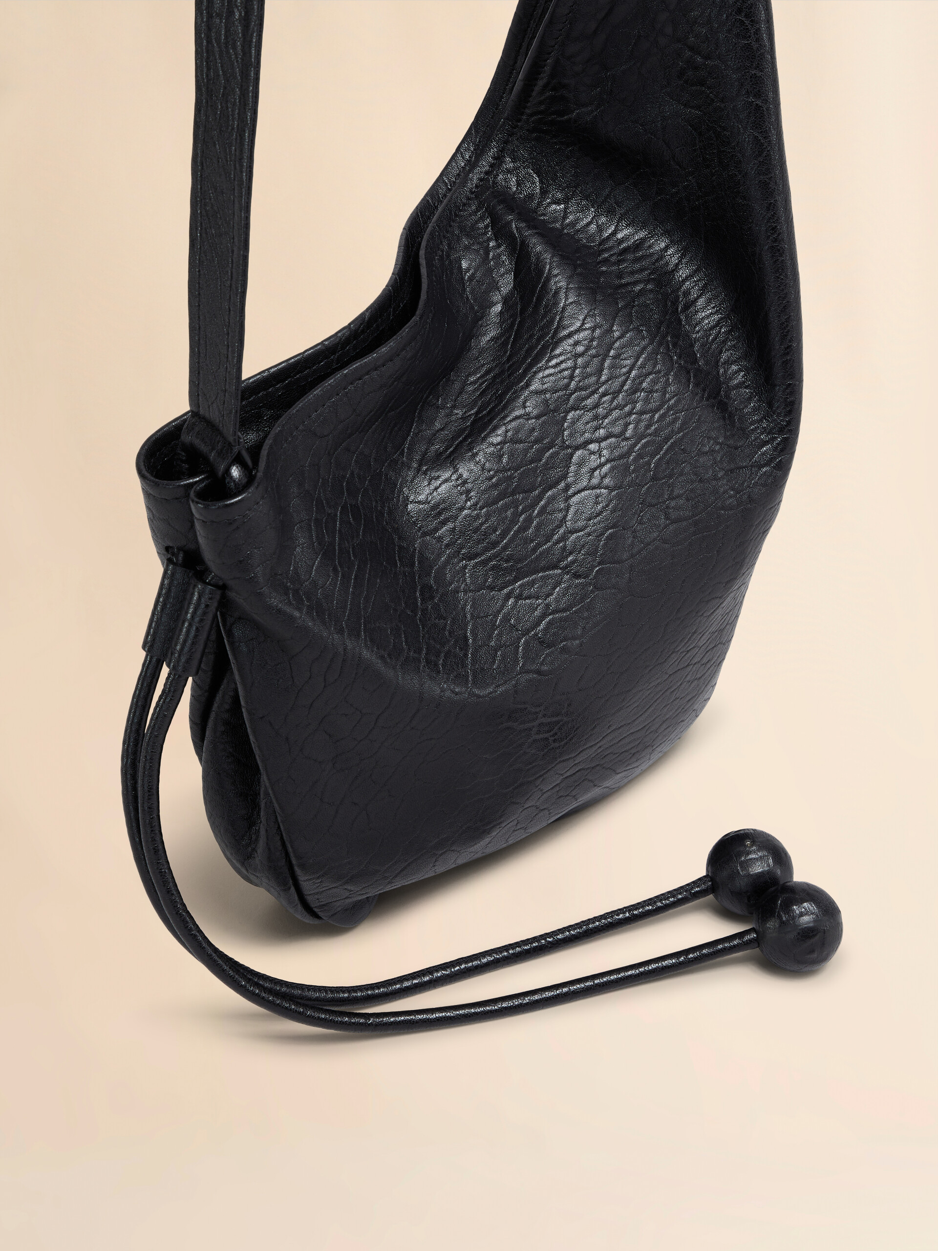 Borsa Hobo piccola in nappa marrone - Borse a spalla - Image 4