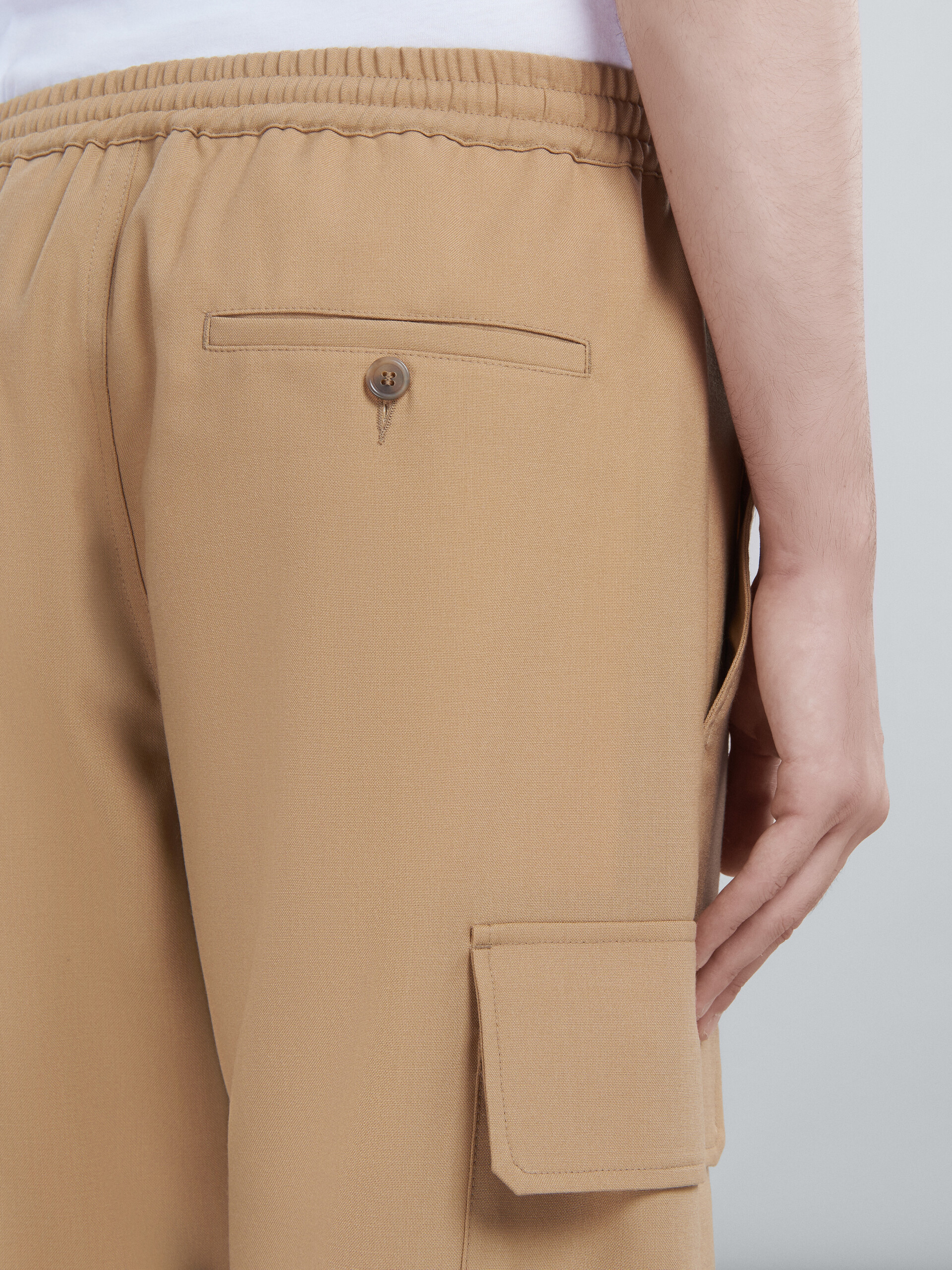 Beige tropical wool cargo pants