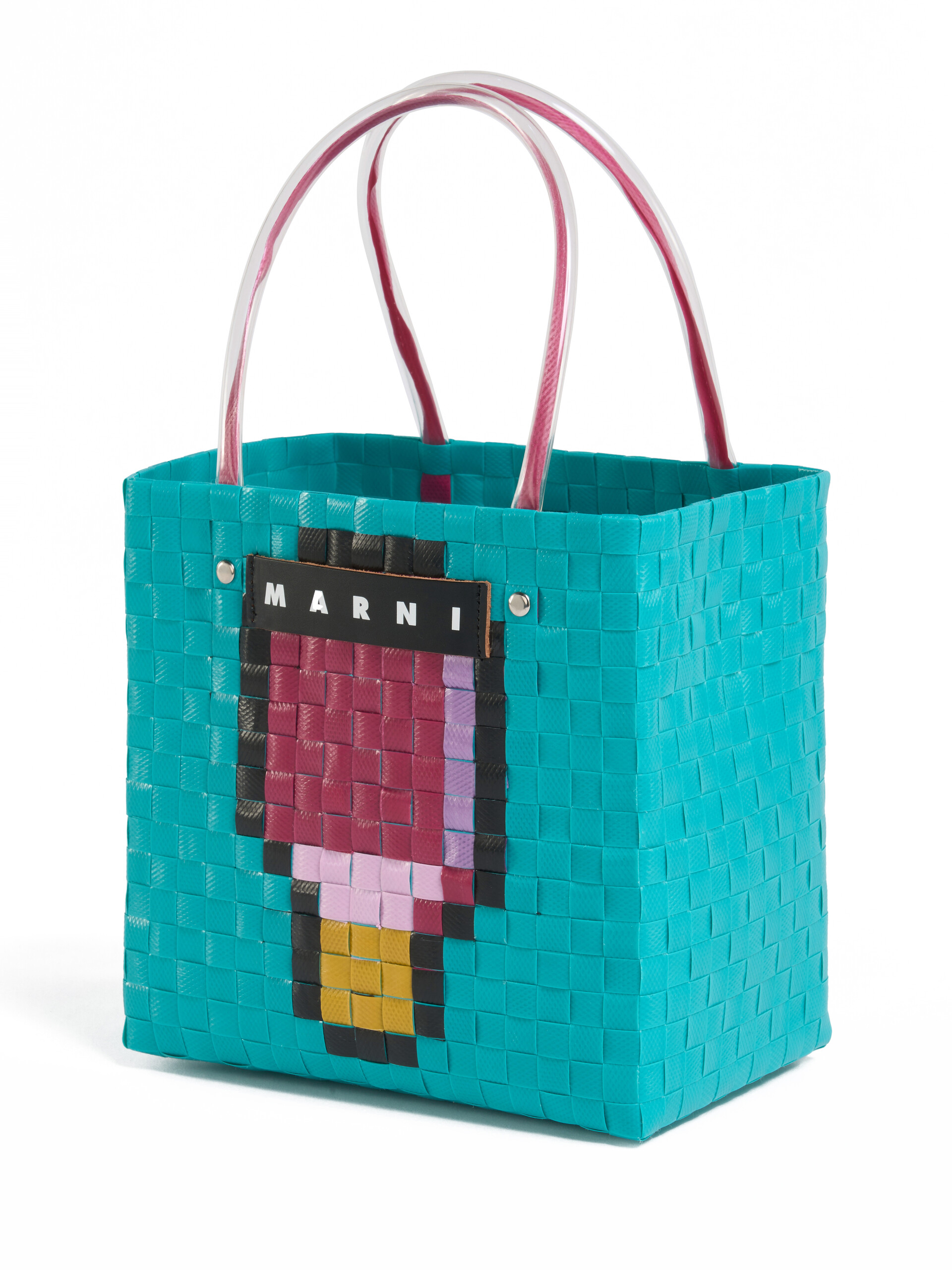 Turquoise MARNI MARKET SUMMER BASKET bag - Shopping Bags - Image 4
