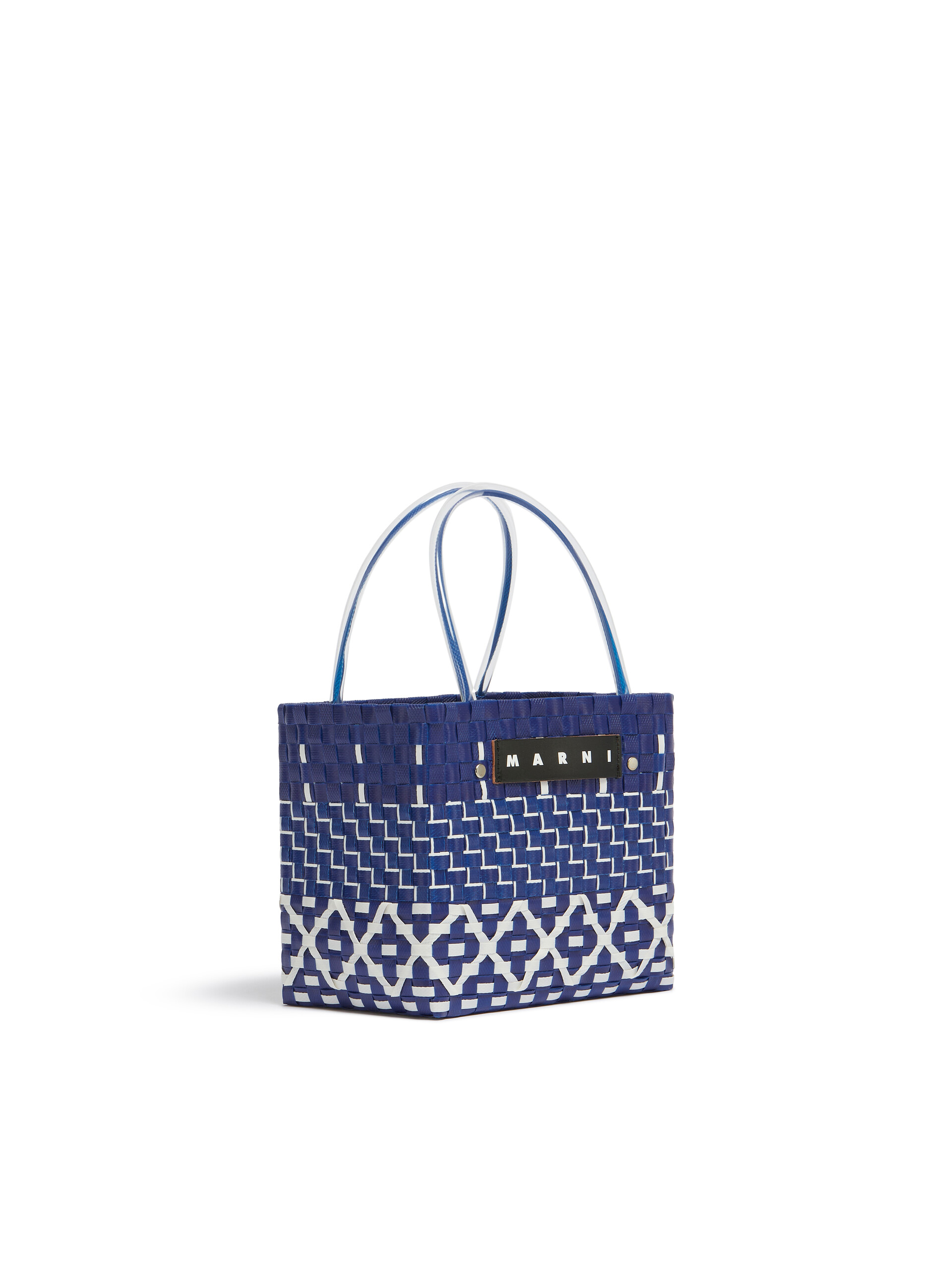 MARNI MARKET MINI-KORBTASCHE mit geometrischem Muster in Blau - Shopper - Image 2