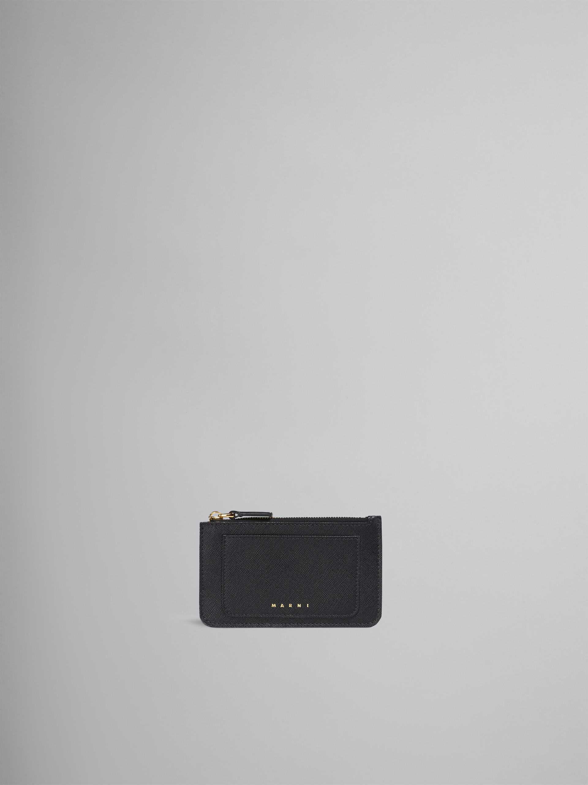 Black saffiano leather card case