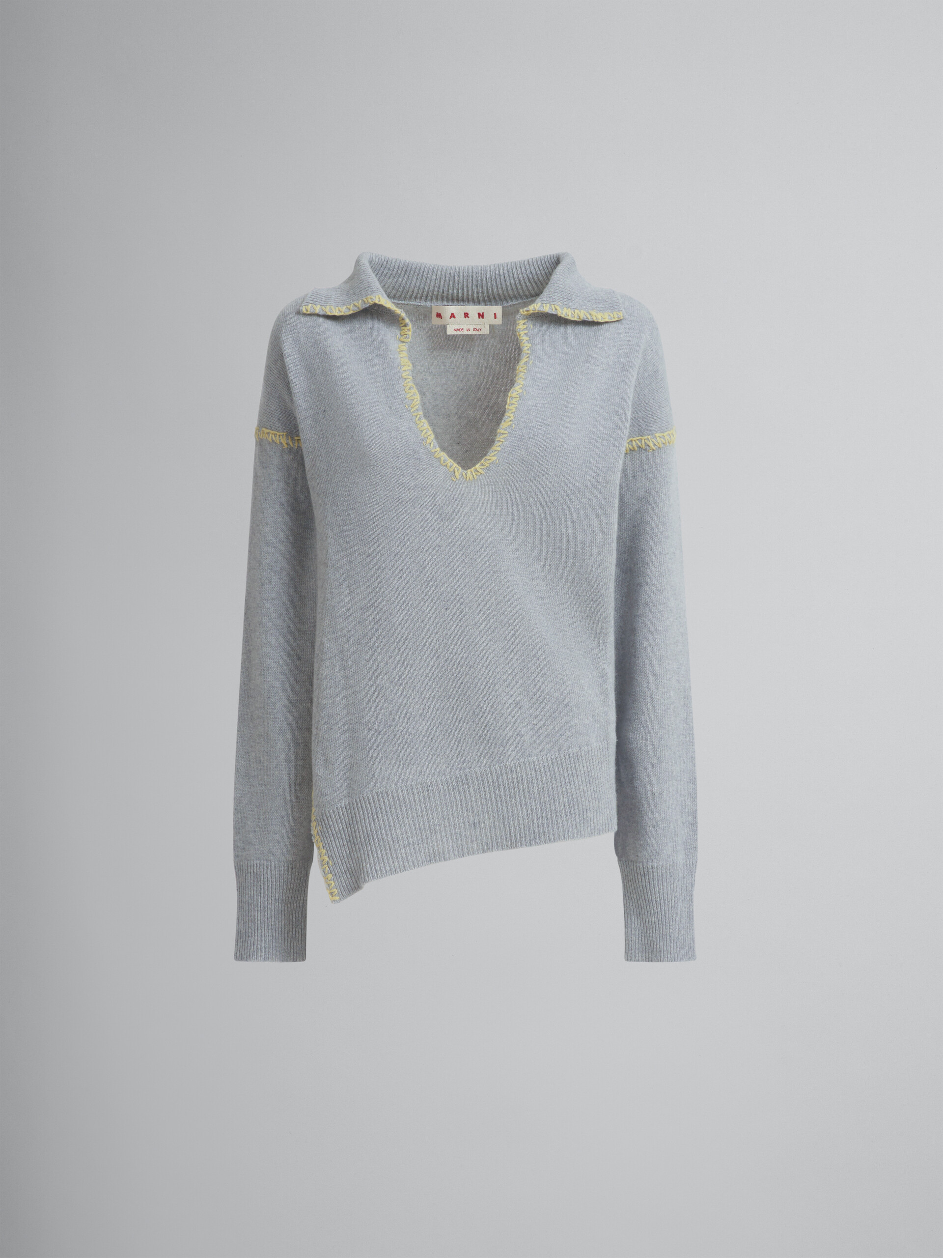 Maglione in cashmere e lana grigio con collo oversize - Maglieria - Image 1