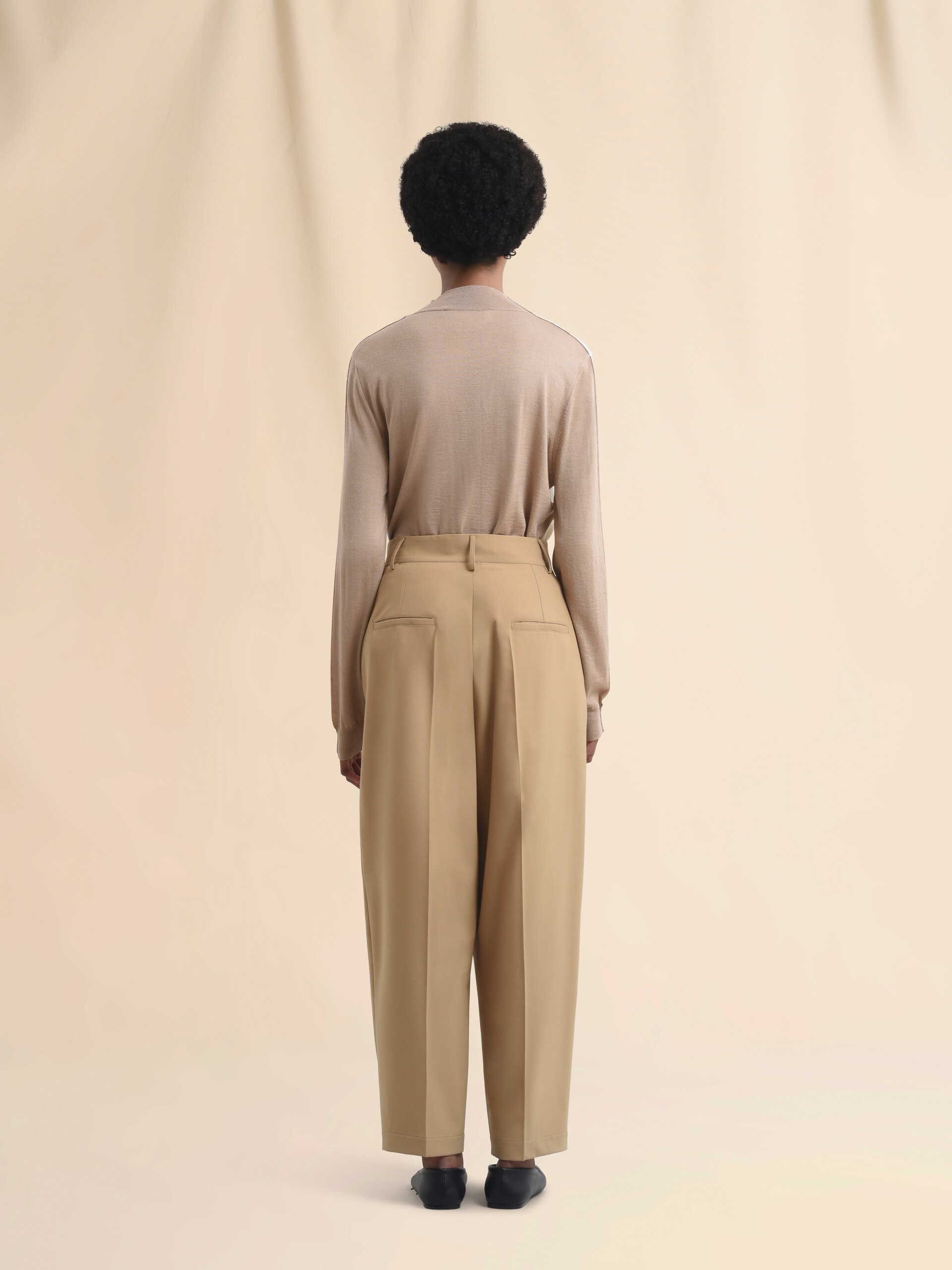 Pantaloni morbidi in mista lana beige con ricamo Marni Symbol - Pantaloni - Image 3