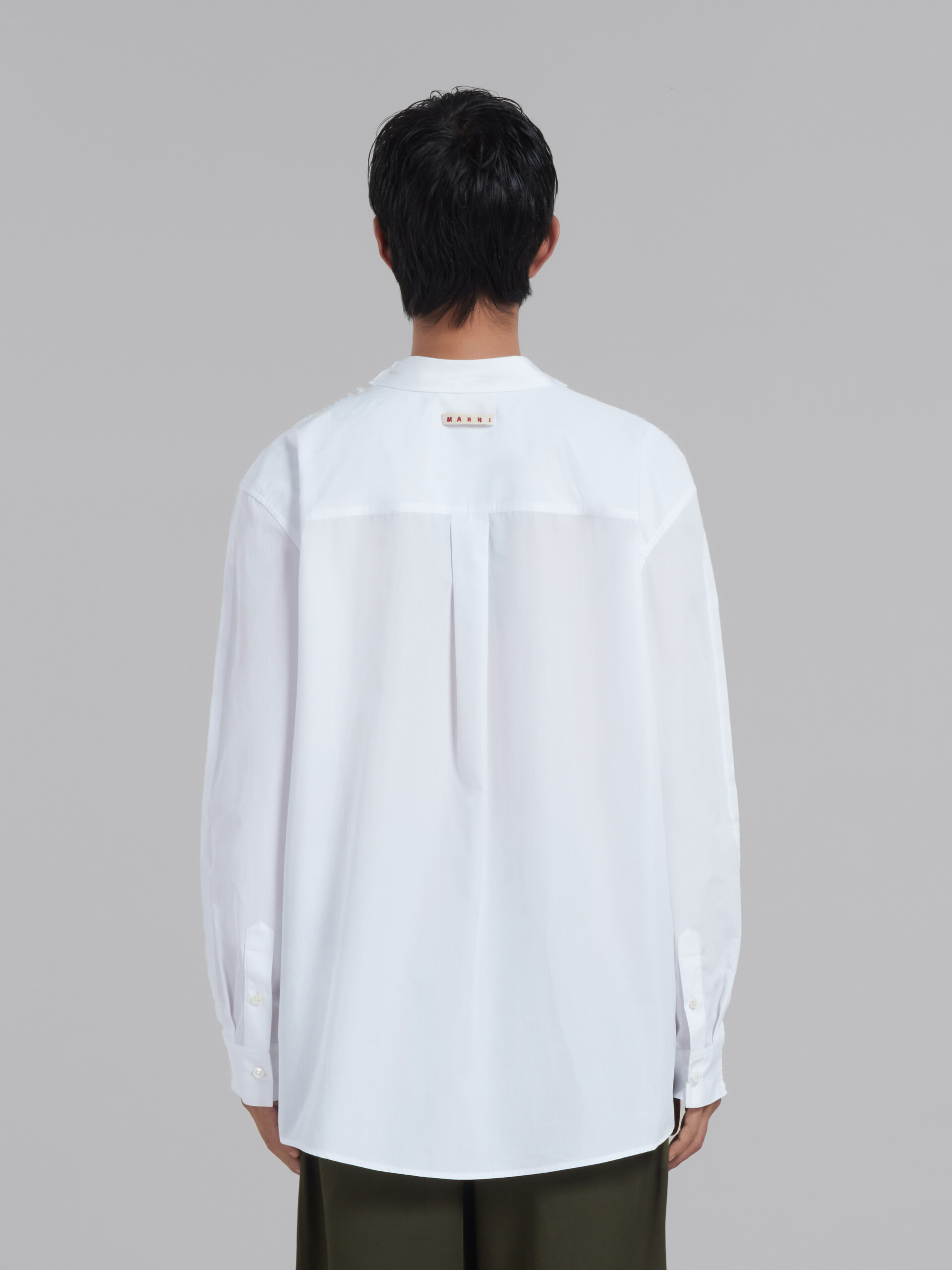 White organic cotton long-sleeved T-shirt with back yoke - Shirts - Image 3