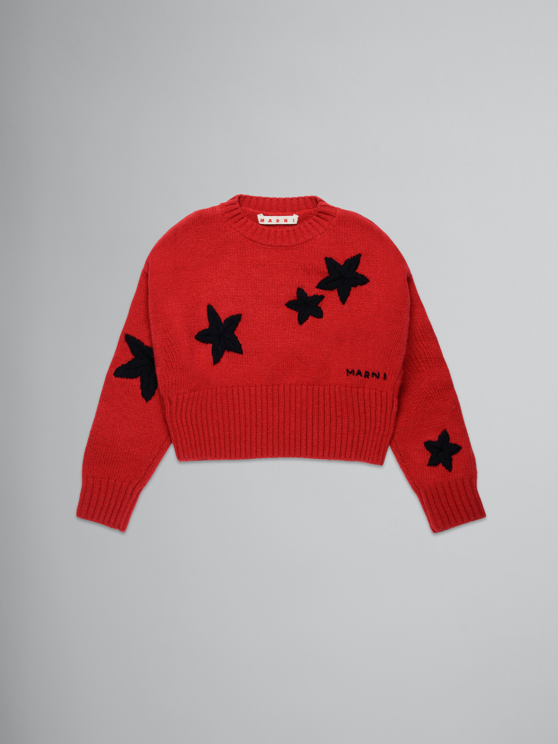 Pullover rosso in misto lana con stelle - Maglieria - Image 1