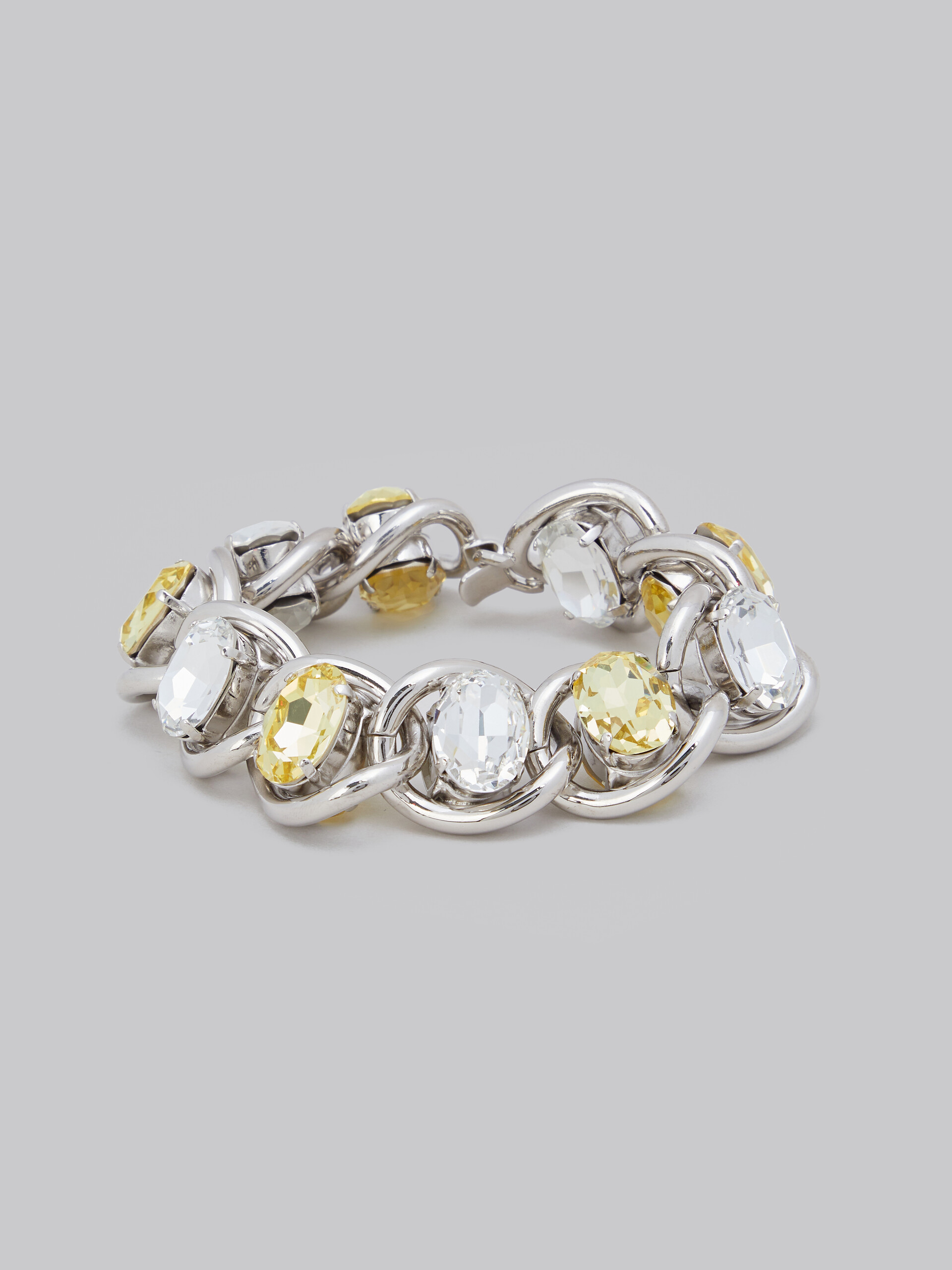 Clear and yellow rhinestone chunky chain bracelet | Marni