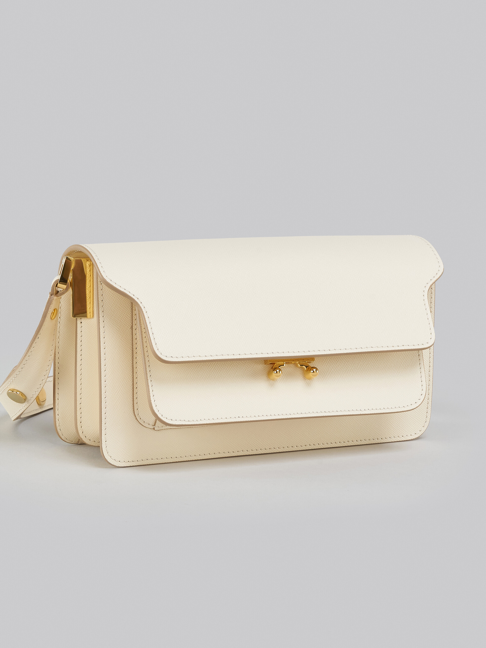 Marni Color Block Saffiano Leather Mini Trunk Bag Camel