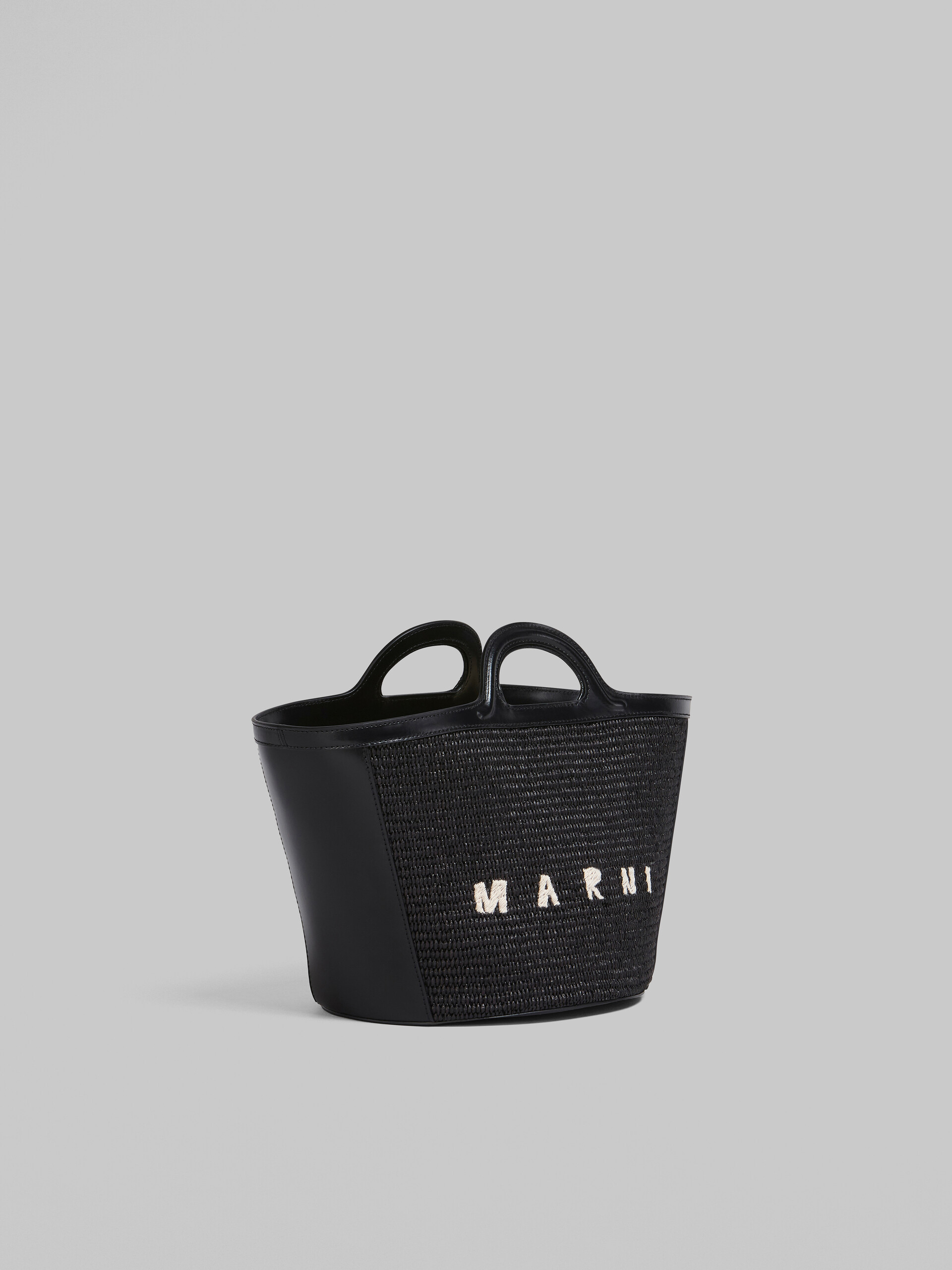 Tropicalia Small Bag in black leather and raffia | Marni