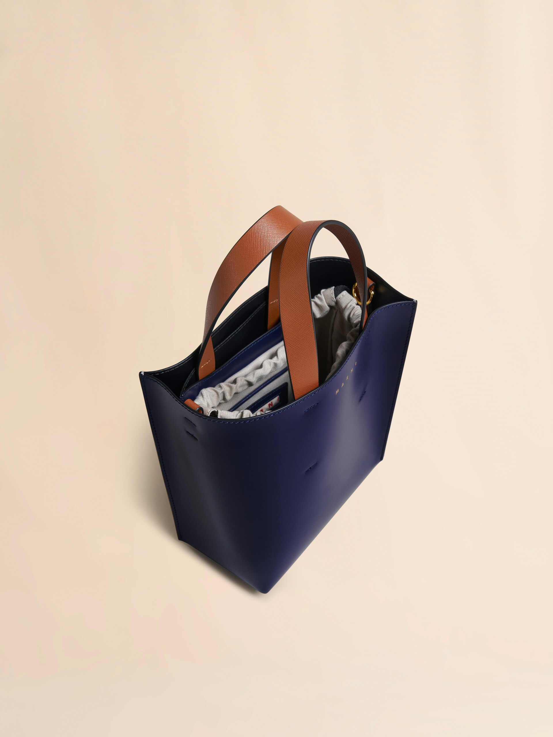 MUSEO bag mini in pelle blu e bianca - Borse shopping - Image 3