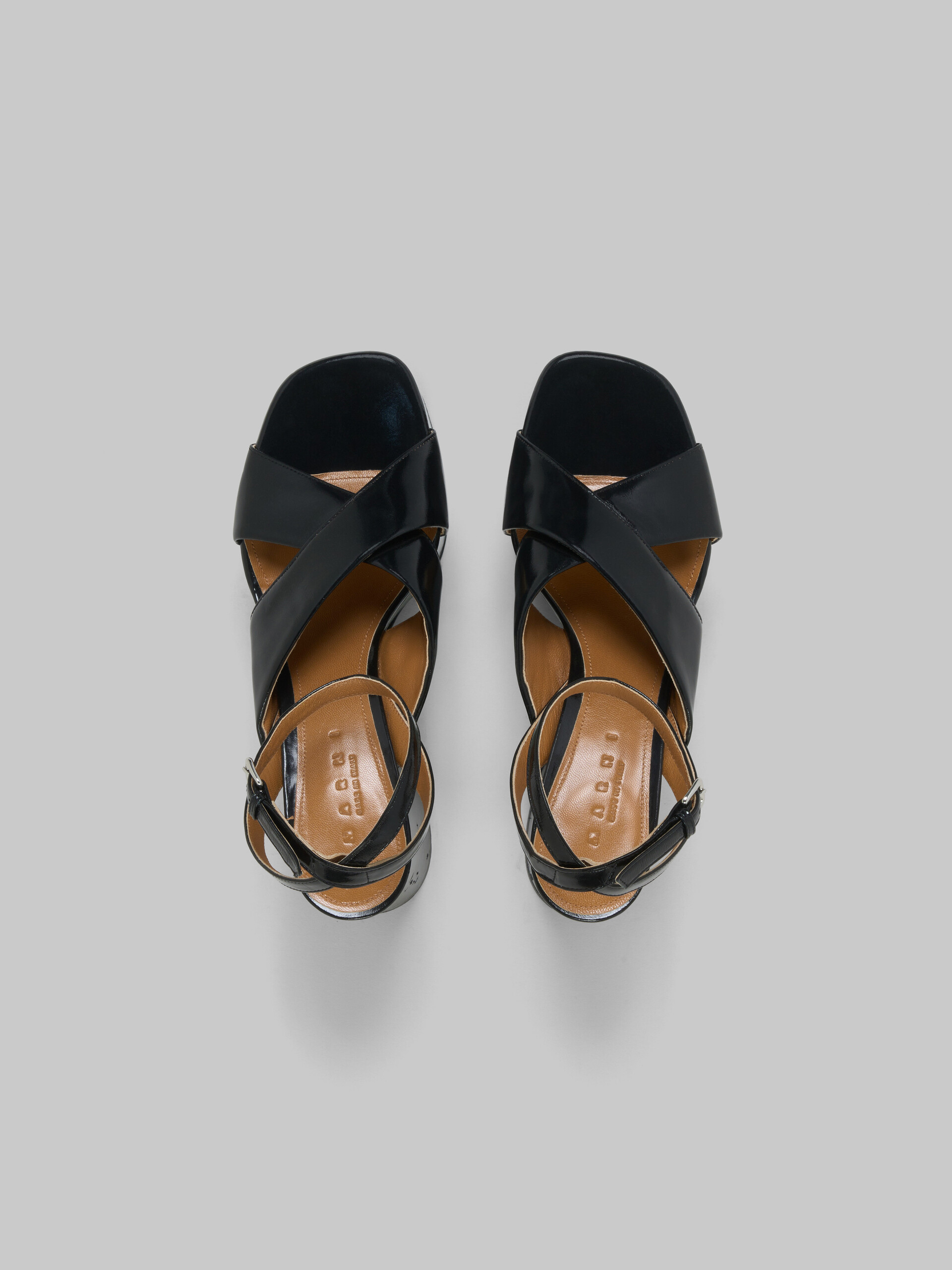 Black patent leather platform sandal | Marni