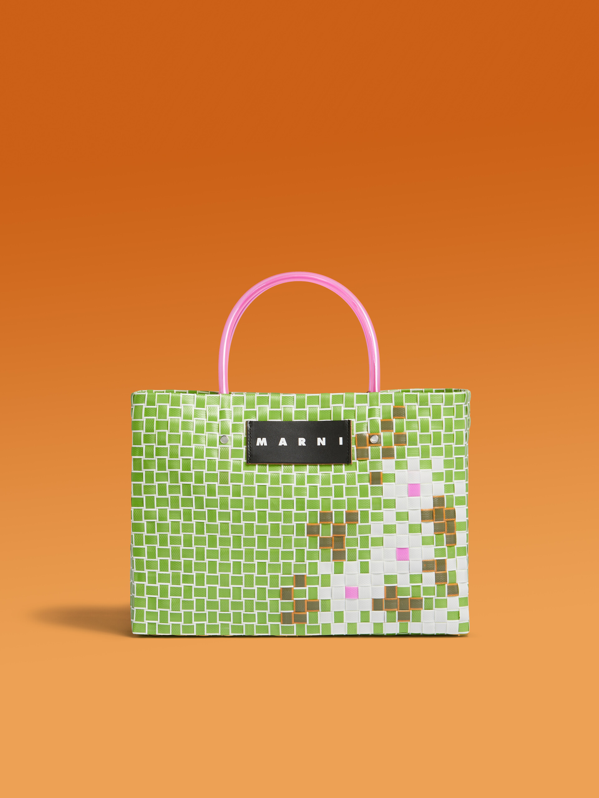 Green MARNI MARKET MINI FLOWER BASKET bag
