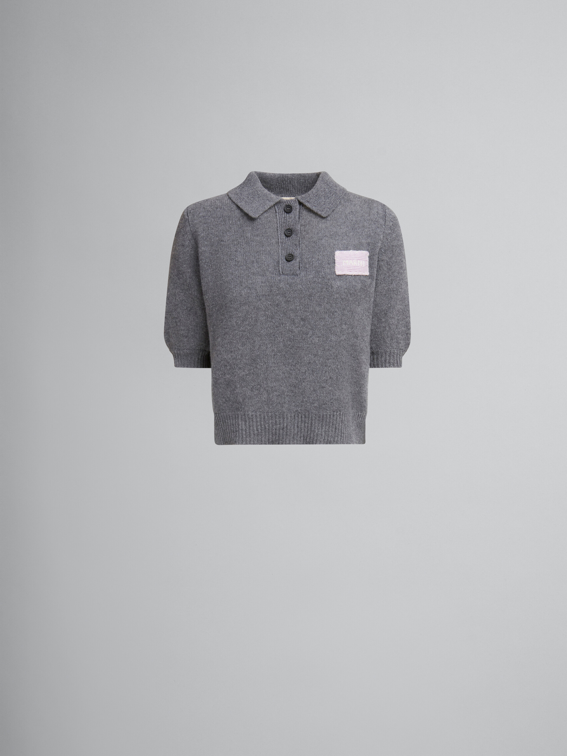Maglione polo in cashmere grigio con applicazione Marni - Camicie - Image 1