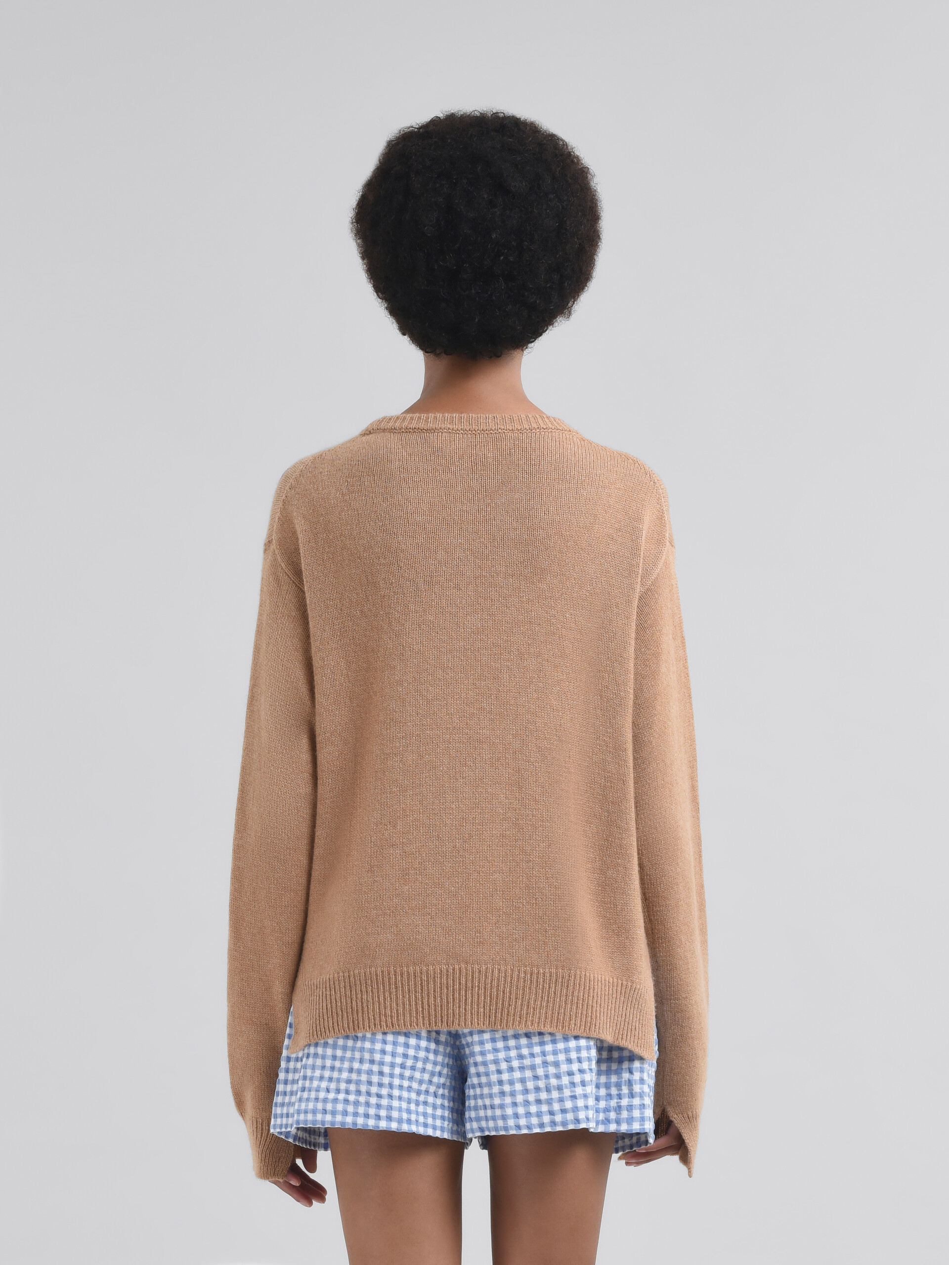 Maglione boxy in cashmere indaco con ricamo Marni Symbol - Pullover - Image 3