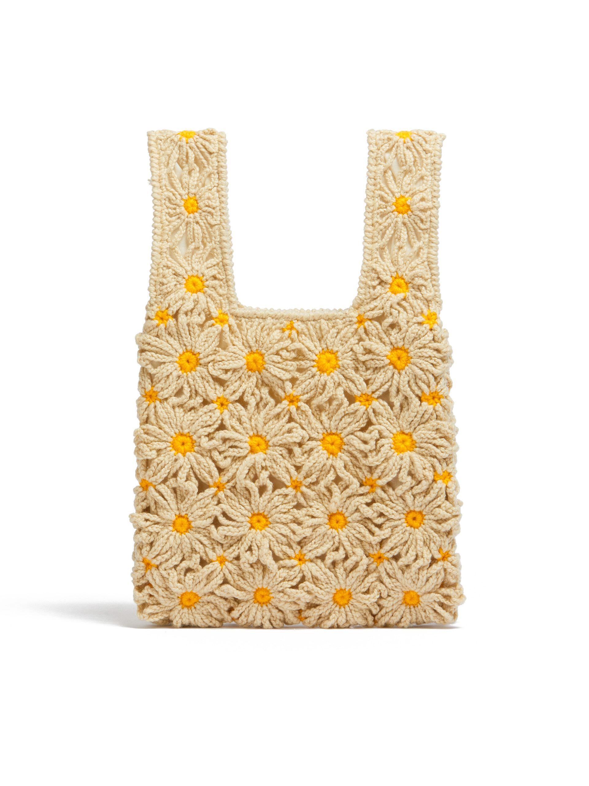 MARNI MARKET FISH bag in beige and yellow crochet | Marni