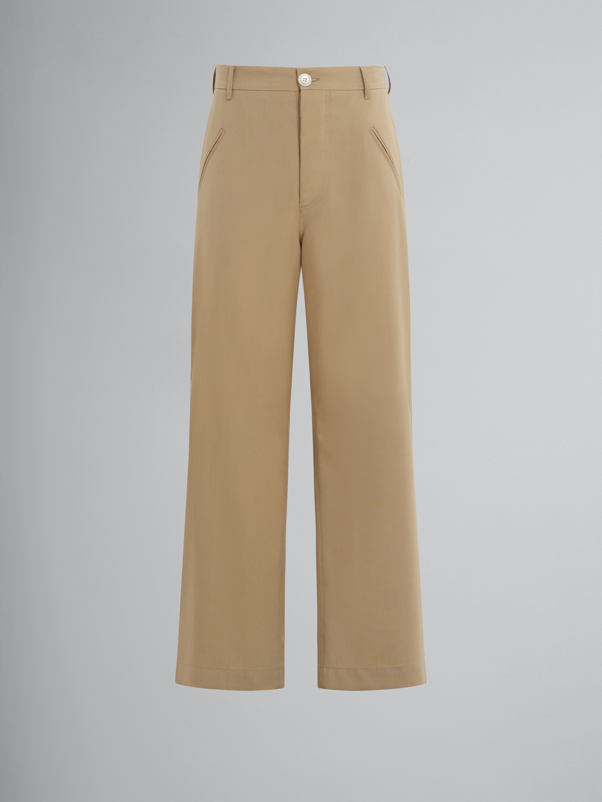 Pantaloni dritti in lana marrone chiaro - Pantaloni - Image 1