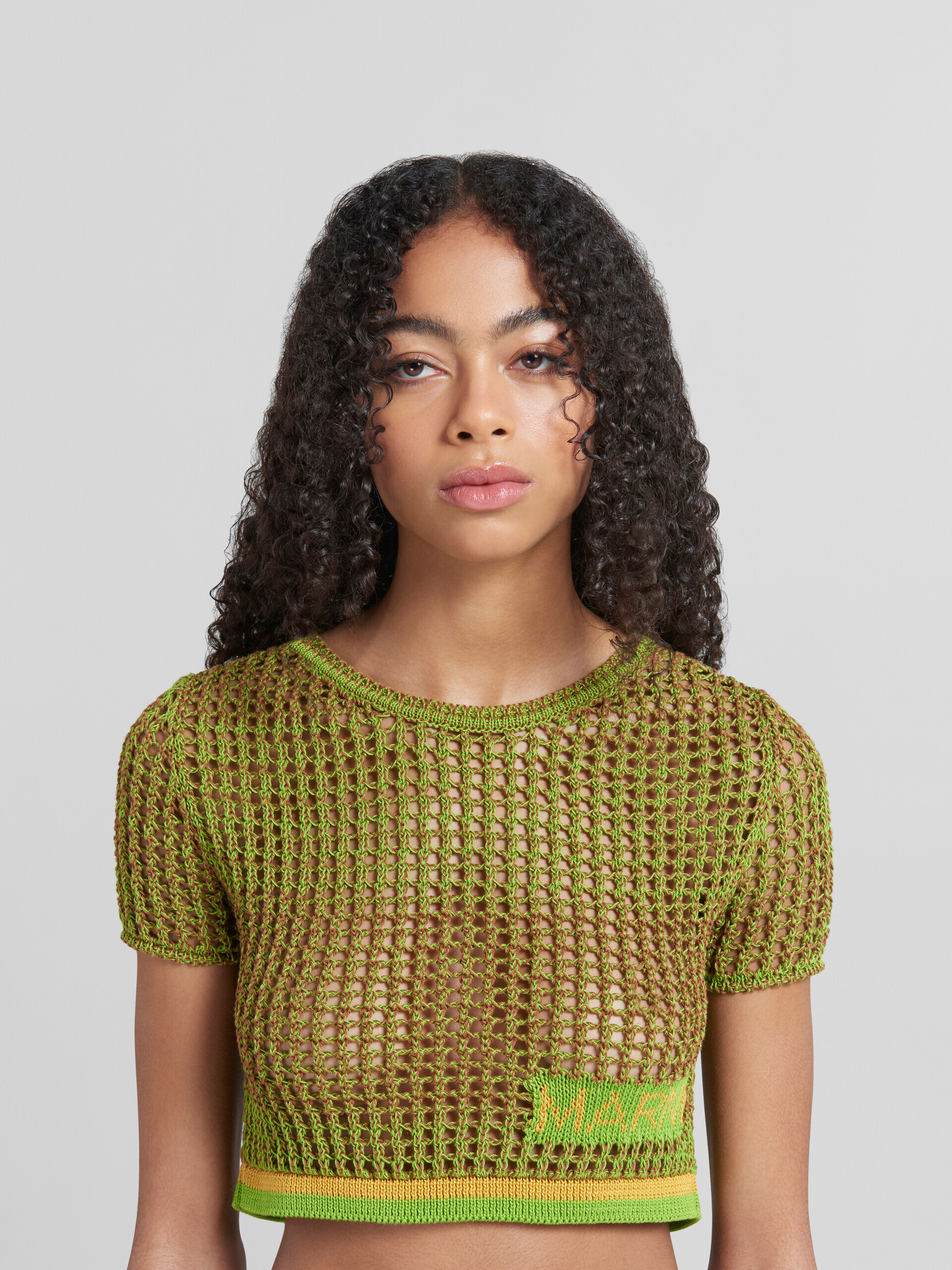 T-shirt a rete in cotone biologico verde - Pullover - Image 4