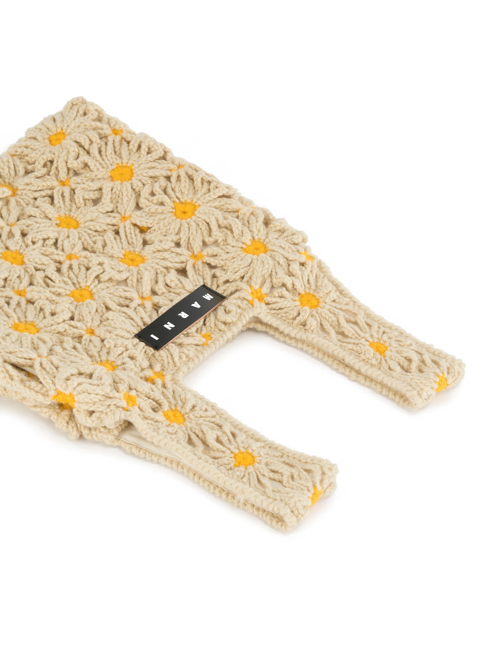 MARNI MARKET FISH bag in beige and yellow crochet