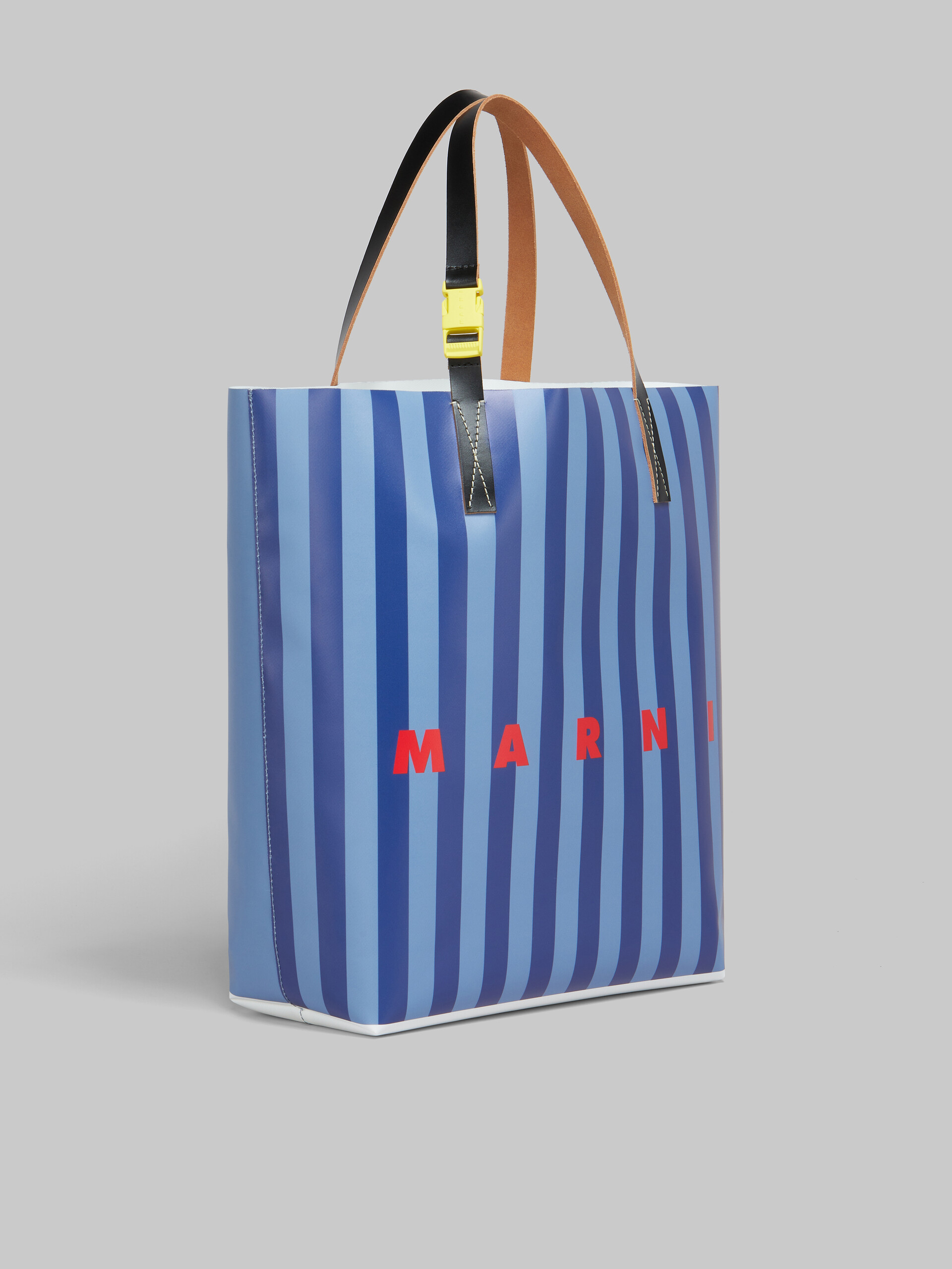 Tribeca shopping bag a righe blu con logo Marni - Borse shopping - Image 6