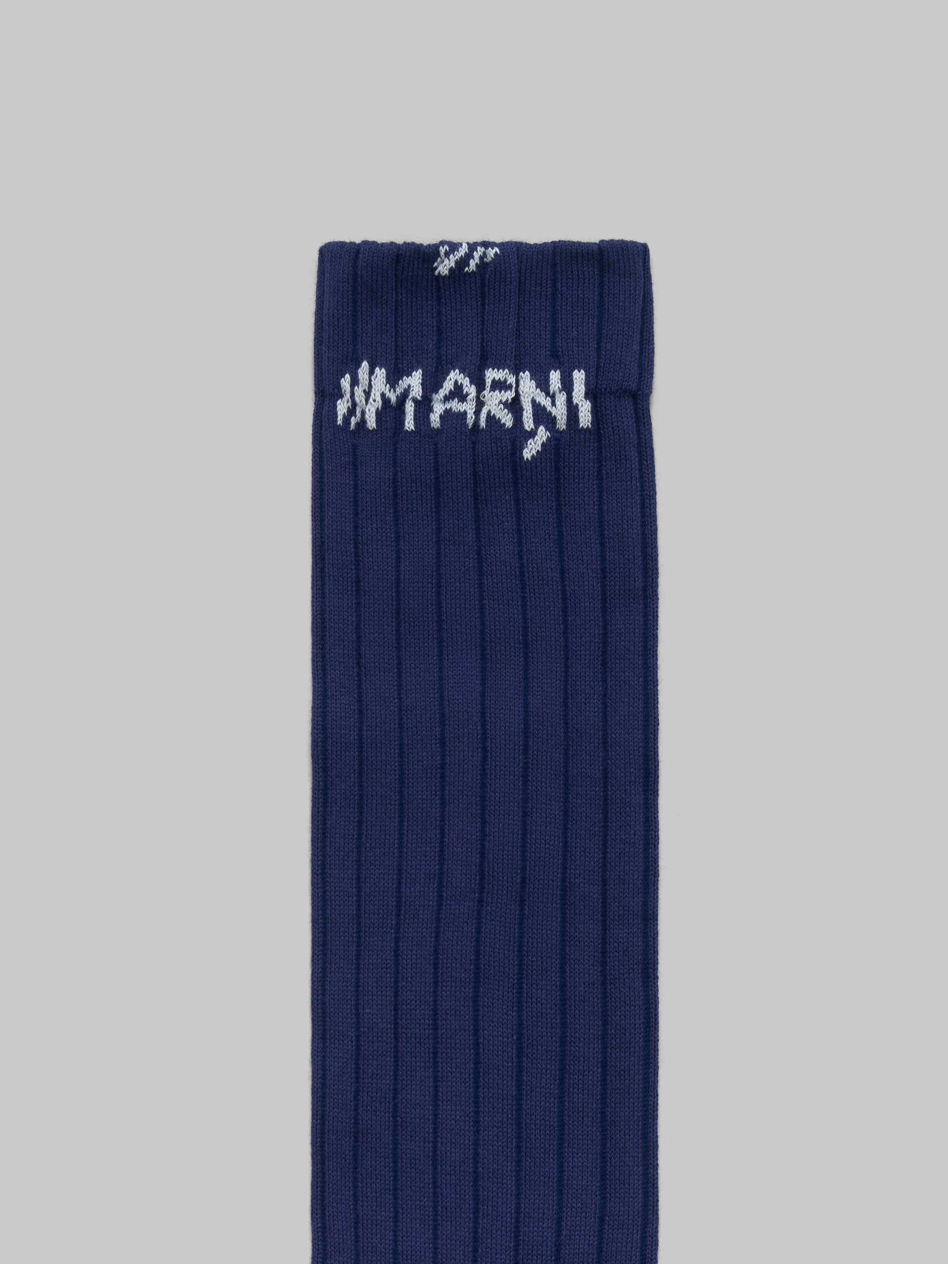 Light blue ribbed cotton socks with Marni mending - Socks - Image 3