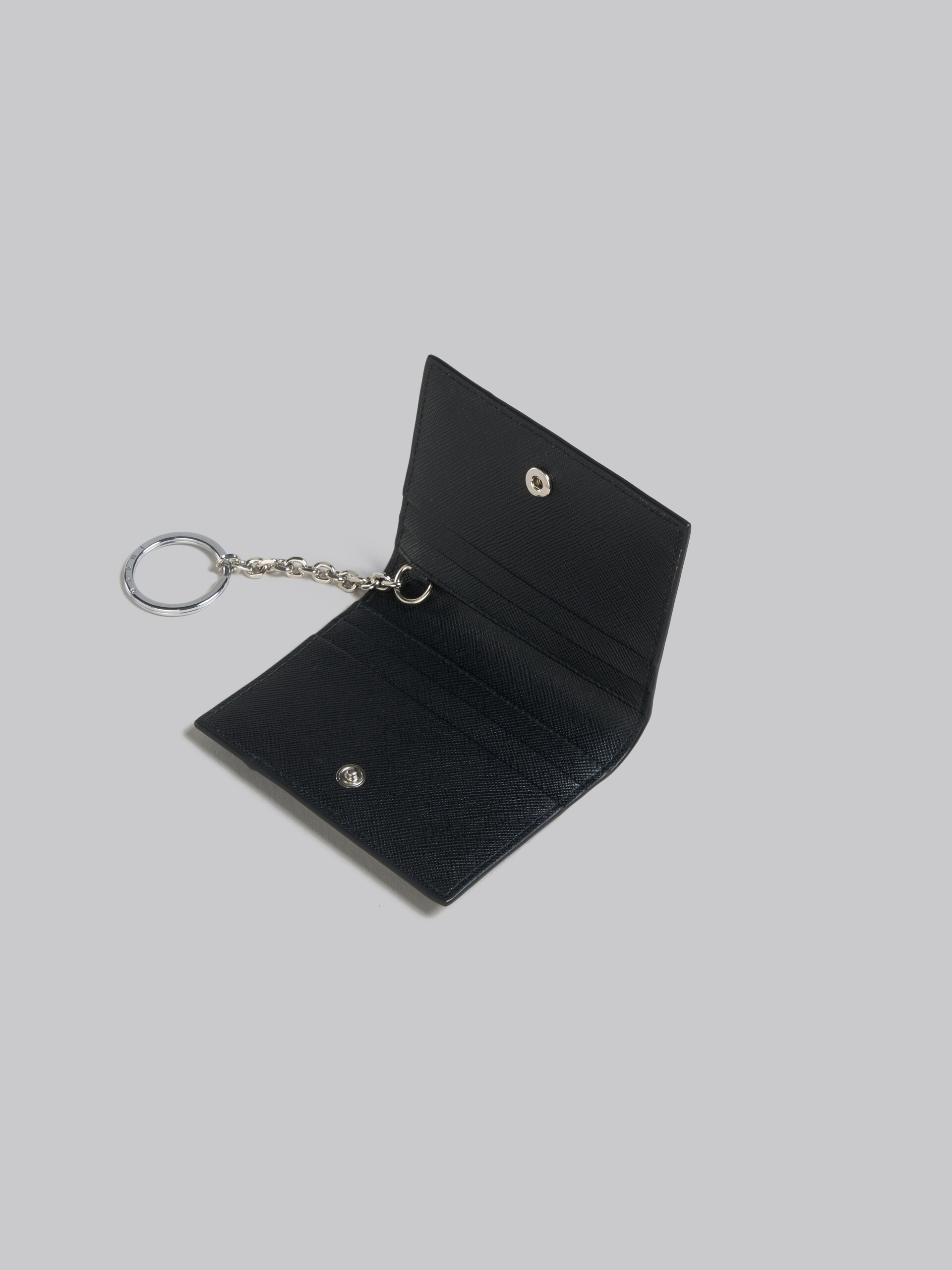ブラック、ブルー サフィアーノレザー製 二つ折りカードケース | Marni