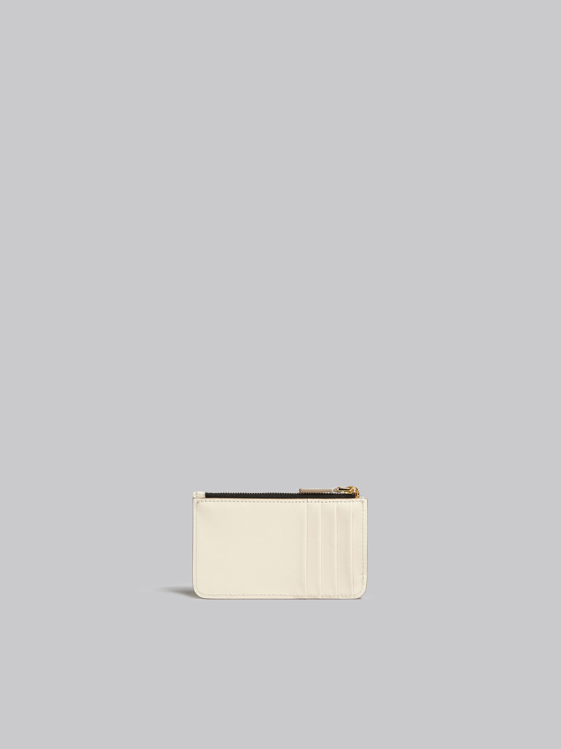 Slim Card Holder】White Saffiano/Girlish Wallet/Commute/Handmade