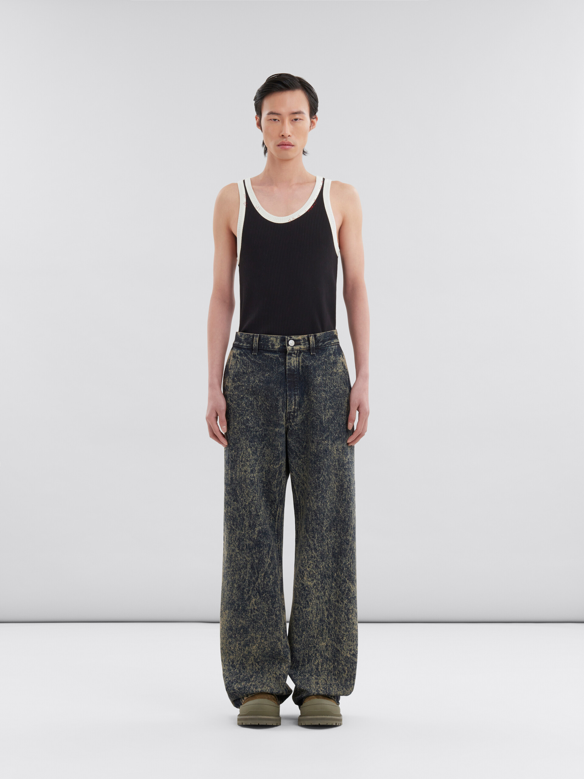 Blue marble denim straight-leg jeans - Pants - Image 2