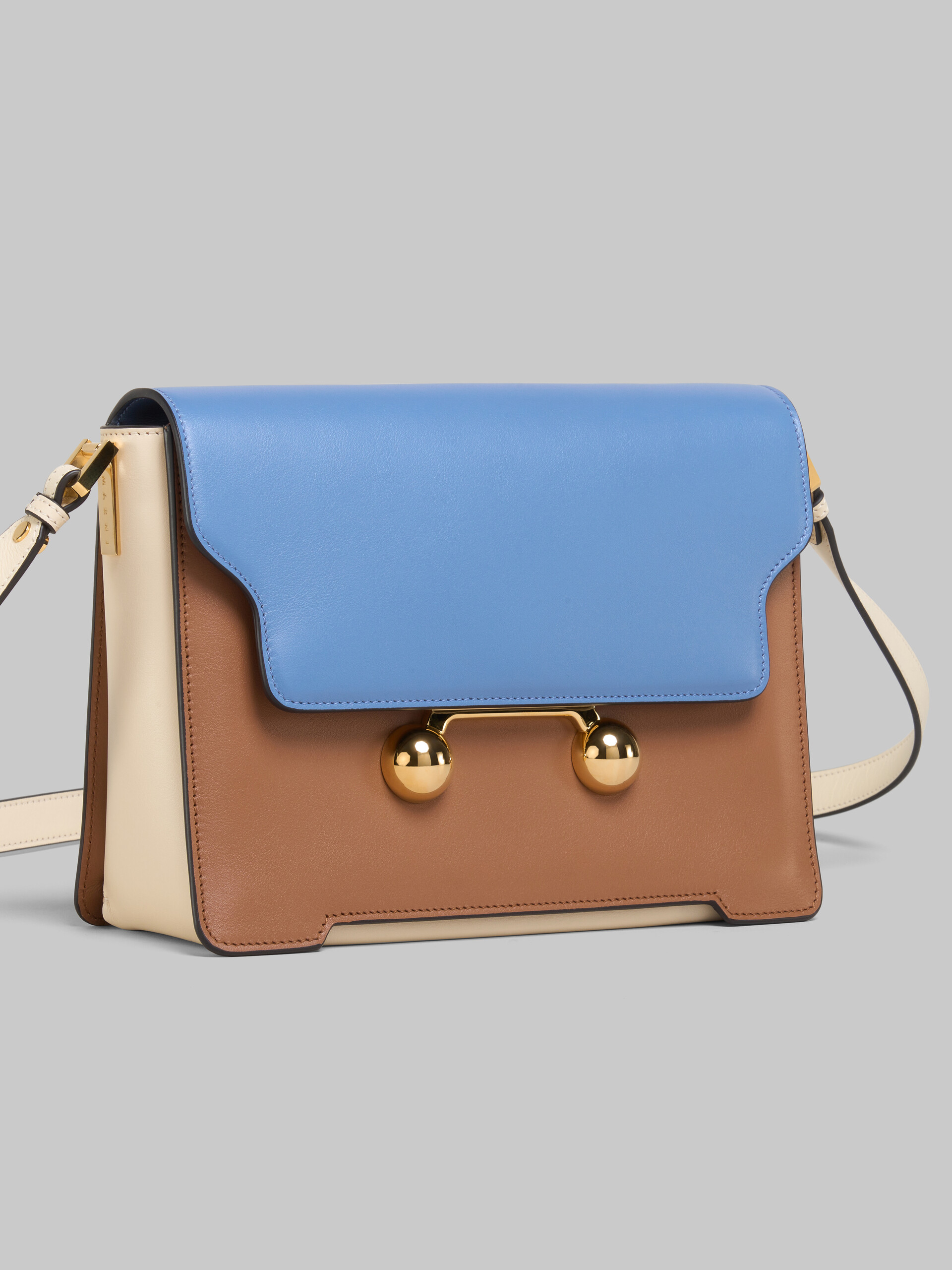 Borsa a spalla Trunkaroo Media in pelle blu, beige e azzurra - Borse a spalla - Image 4