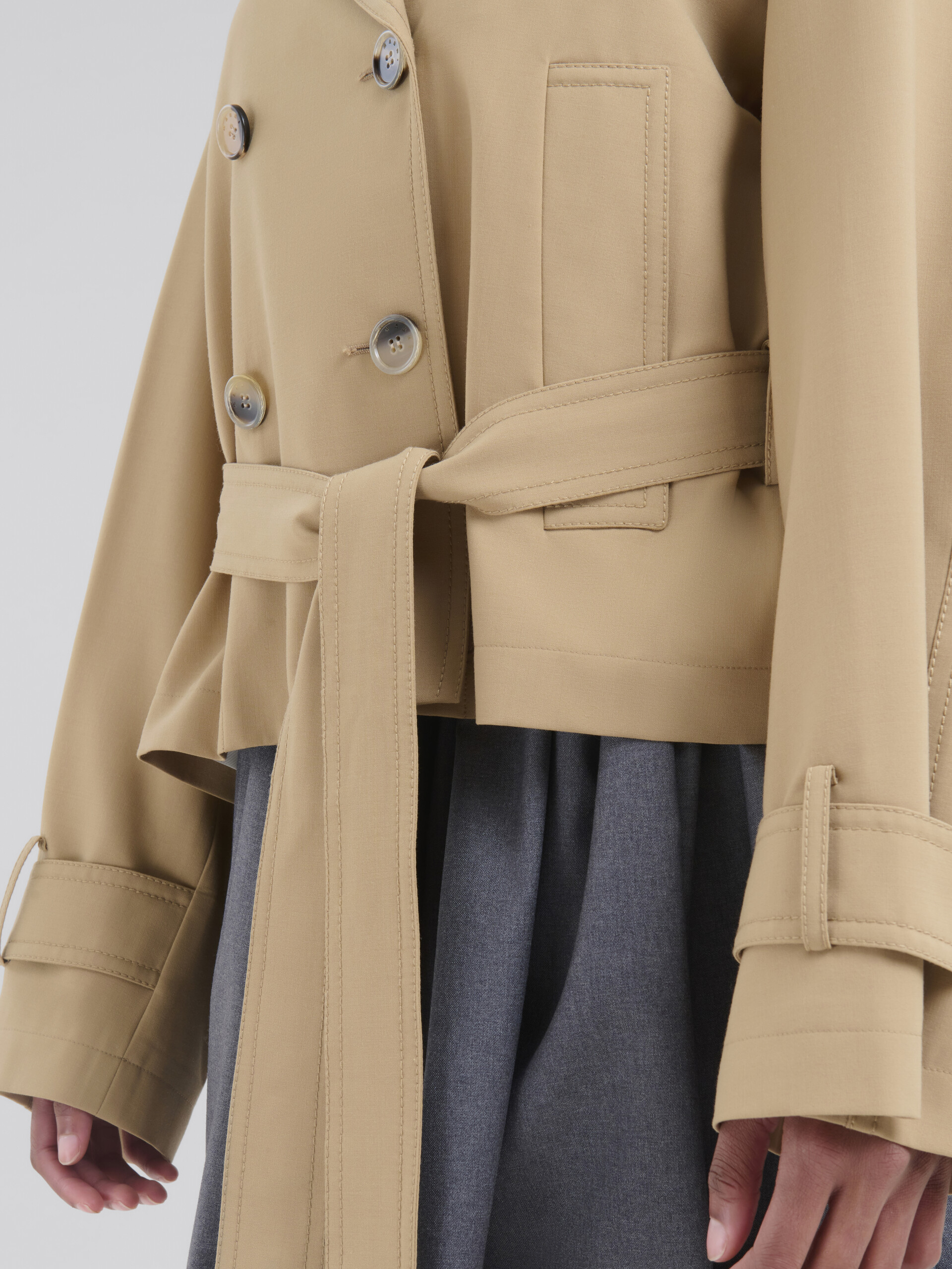 Trench corto in mista lana beige con ricamo Marni Symbol - Giacche - Image 5