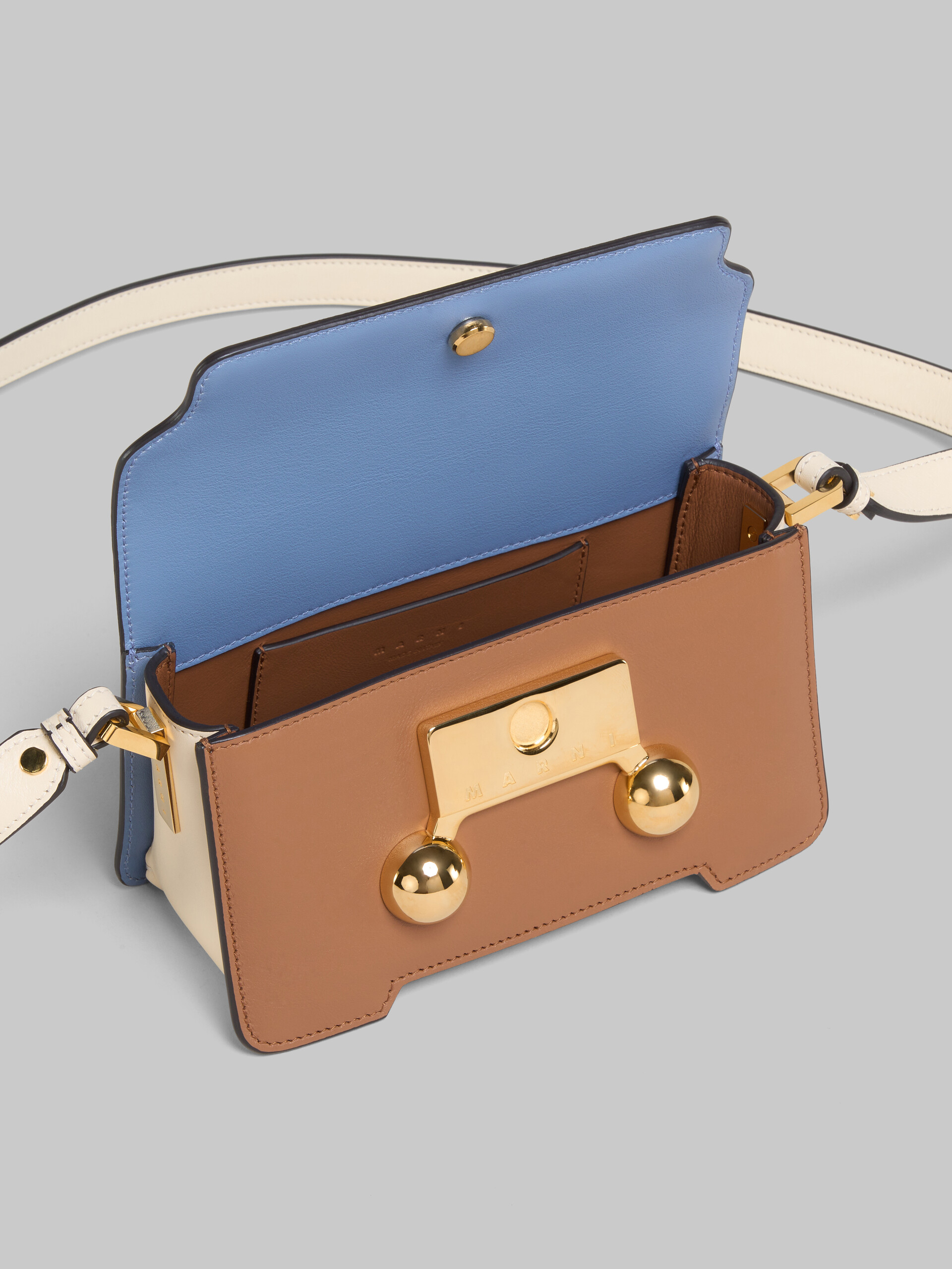 Borsa a spalla Trunkaroo Mini in pelle blu, beige e azzurra - Borse a spalla - Image 4